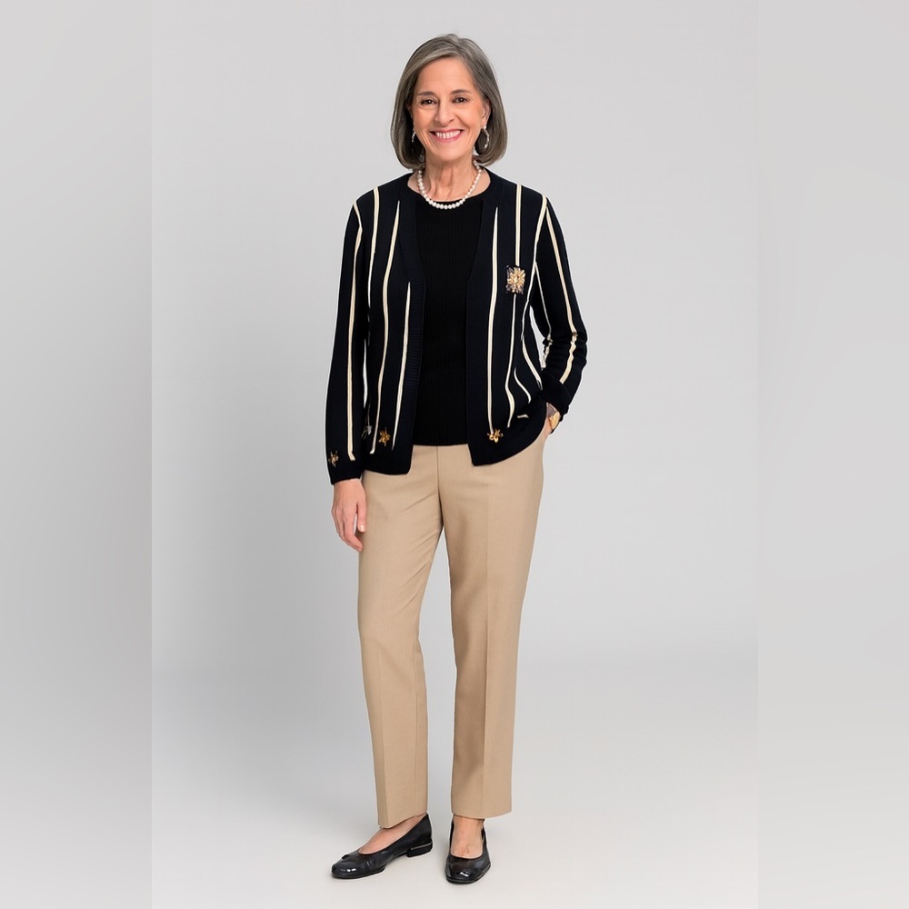 Vintage EP Pro Nautical Navy Cardigan 100% cotton- Coastal Grandmother.